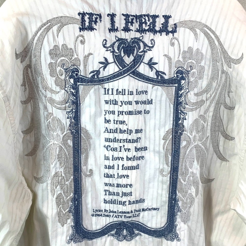 Rare English Laundry Beatles If I Fell Lyrics Button Down Long Sleeve Shirt